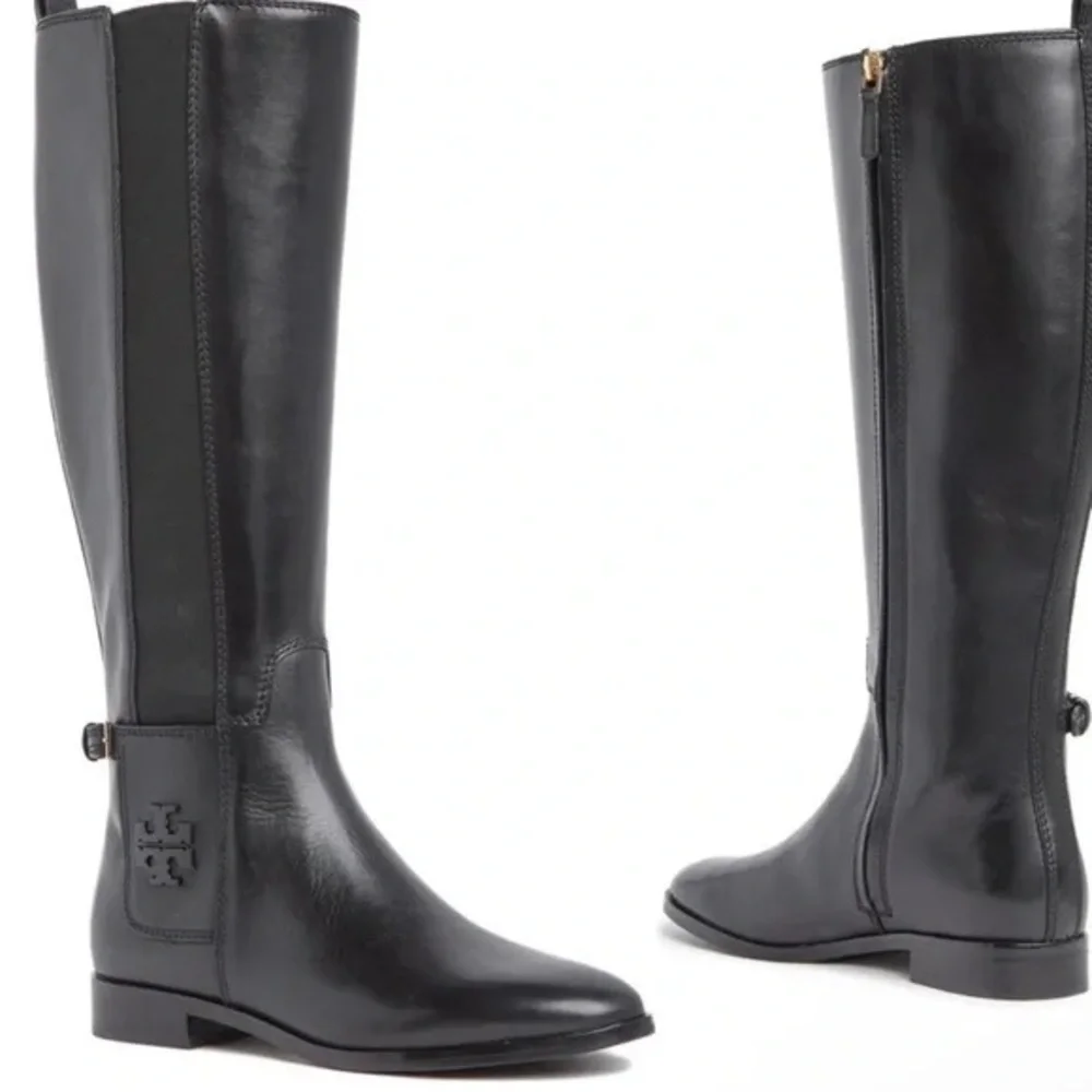 Tory Burch Perfect Black Wyatt 2 Boot Calf Leather Stretch. Like New! - Picture 1 of 12